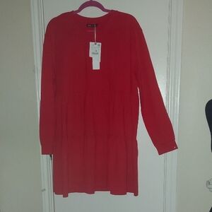 Zara Bold Red Long Sleeve Dress